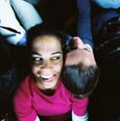 Tania and Anne-Laure enjoying the tram ride up Mt Blanc