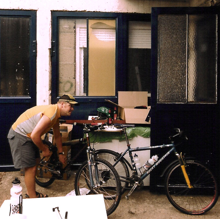 Scott working on the bikes