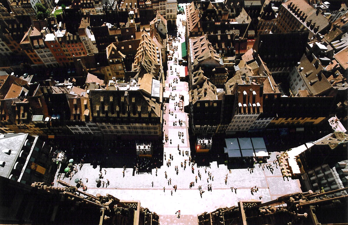Looking straight down from the top of the Strasbourg cathedral
