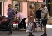 Old-fashioned romantic couple at the market