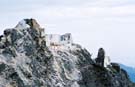 An active quarry on a nearby peak - white with marble dust