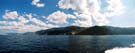 Cinque Terra from the water - you can just see a couple villages