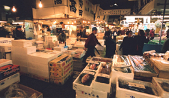 White crates, bare bulbs hanging above, and happily engaged people