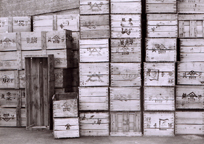 Crates wait for their turn