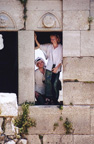 Peter and Beck posing, Krak de Chevalier, near Aleppo, Syria