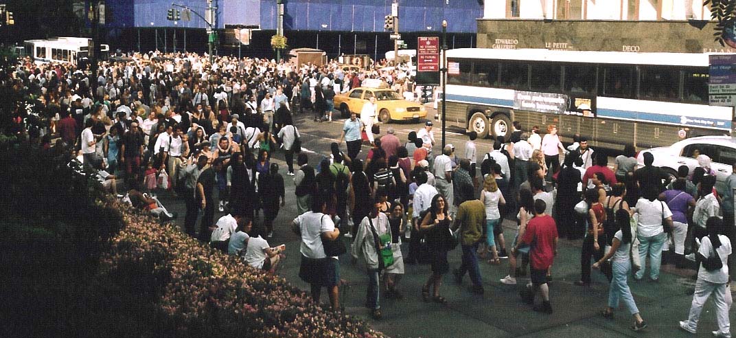 People taking to the streets, 5th Ave and 42nd Street