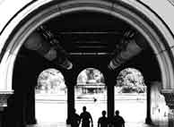 the Blackout Boys walking in Central Park, L to R: Bill, Thomas, John, Tim