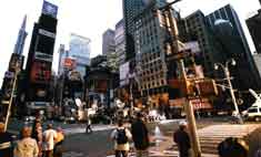 TV crews hard at it and no neon in Times Square