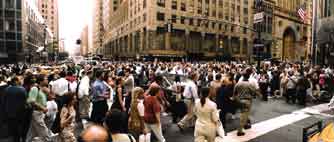 People taking to the streets, Lexington and 42nd Street