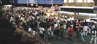 People taking to the streets, 5th Ave and 42nd Street