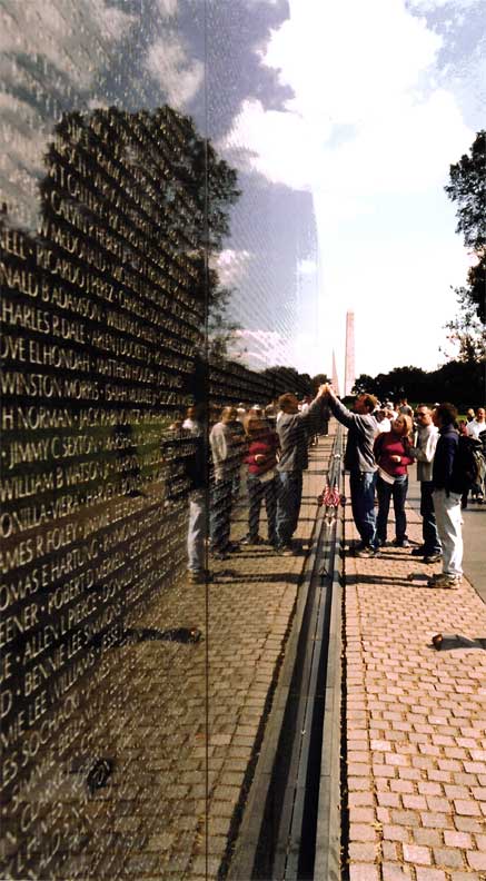 The Vietnam Memorial with the Washington Monument beyond