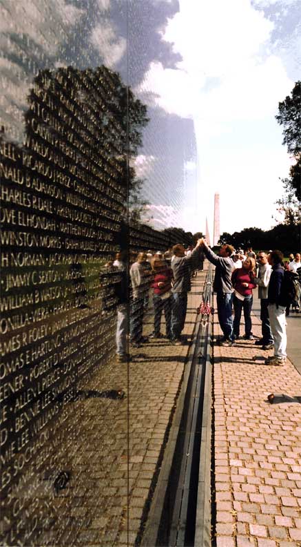 The Vietnam Memorial with the Washington Monument beyond