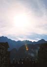 Gazing into the sun at Machu Picchu